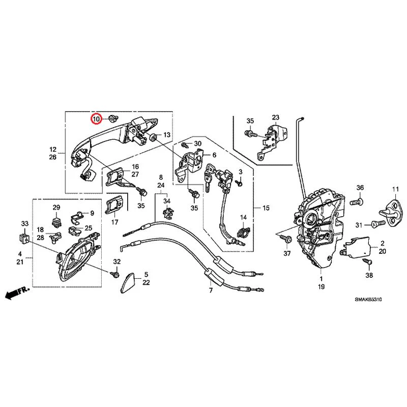 [NEW] JDM HONDA STREAM RN6 2013 Front Door Locks/Outer Handles GENUINE OEM - Image 12