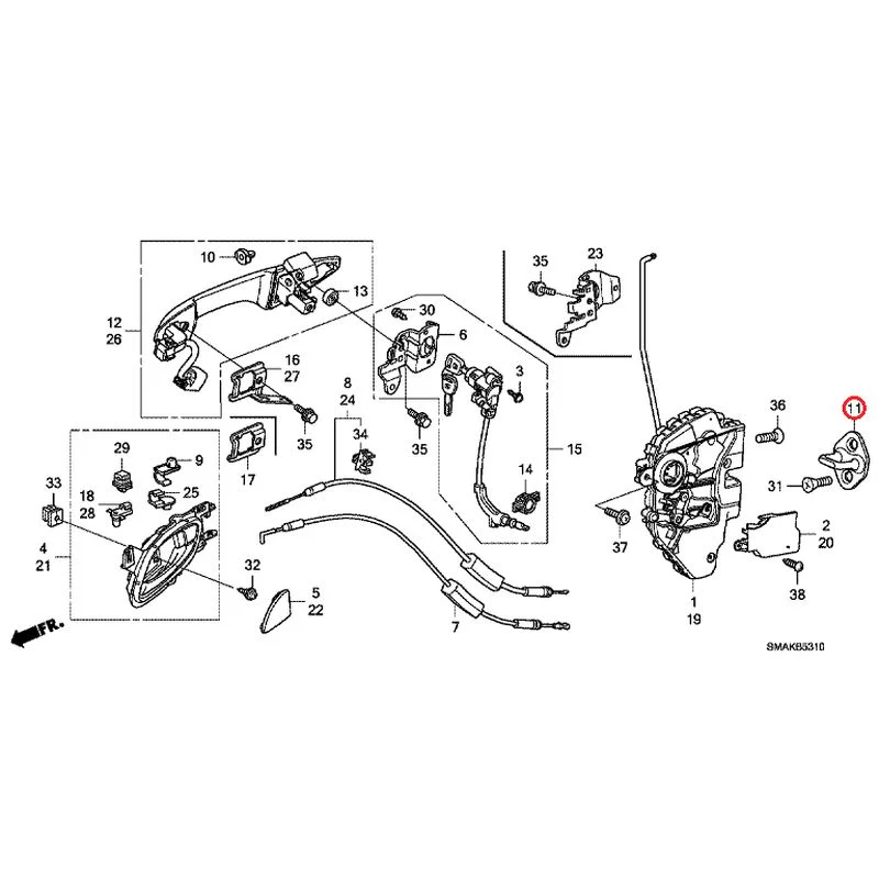 [NEW] JDM HONDA STREAM RN6 2013 Front Door Locks/Outer Handles GENUINE OEM - Image 13