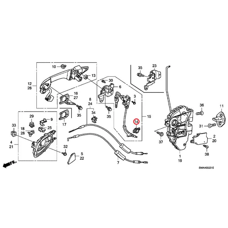 [NEW] JDM HONDA STREAM RN6 2013 Front Door Locks/Outer Handles GENUINE OEM - Image 17