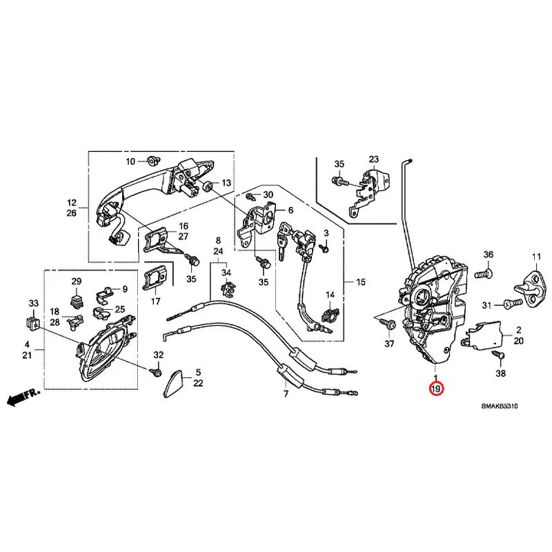 [NEW] JDM HONDA STREAM RN6 2013 Front Door Locks/Outer Handles GENUINE OEM - Image 22