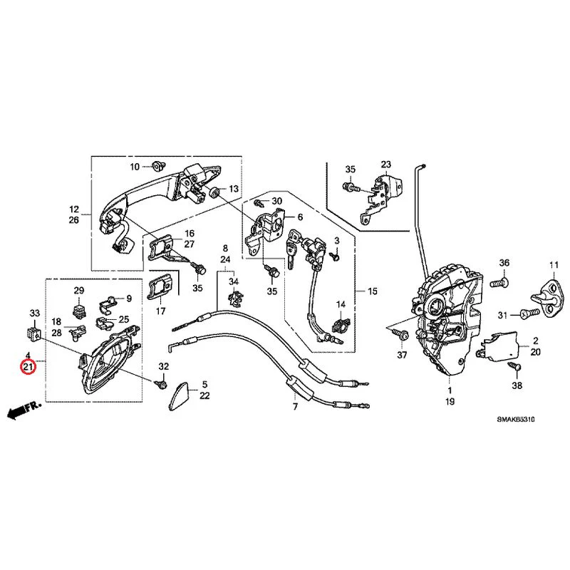 [NEW] JDM HONDA STREAM RN6 2013 Front Door Locks/Outer Handles GENUINE OEM - Image 24
