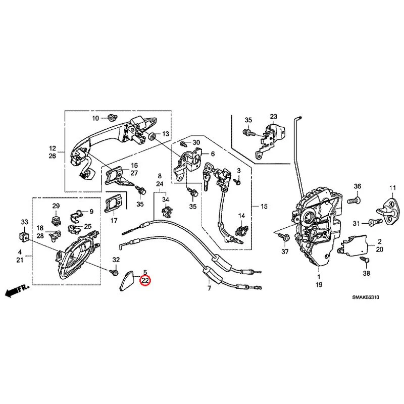 [NEW] JDM HONDA STREAM RN6 2013 Front Door Locks/Outer Handles GENUINE OEM - Image 25