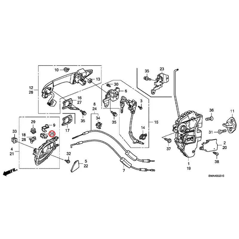 [NEW] JDM HONDA STREAM RN6 2013 Front Door Locks/Outer Handles GENUINE OEM - Image 29