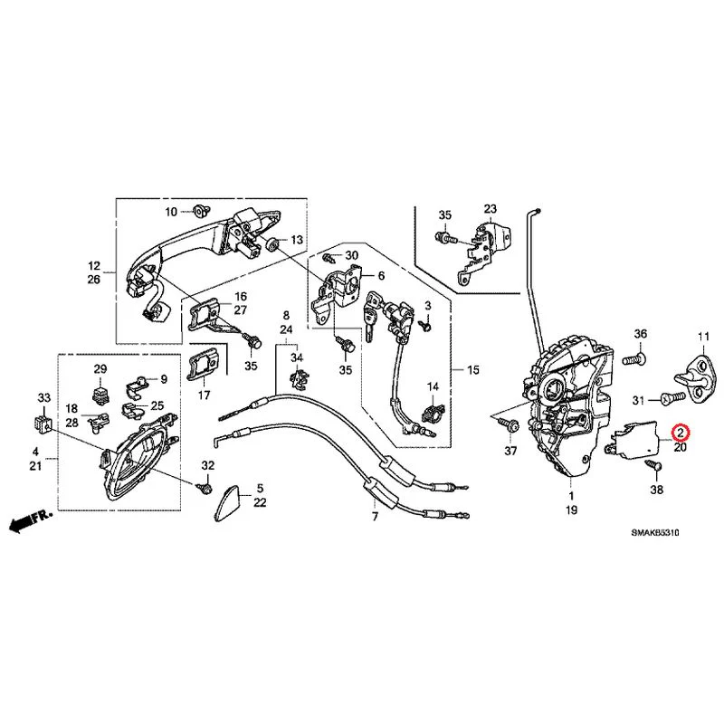 [NEW] JDM HONDA STREAM RN6 2013 Front Door Locks/Outer Handles GENUINE OEM - Image 3