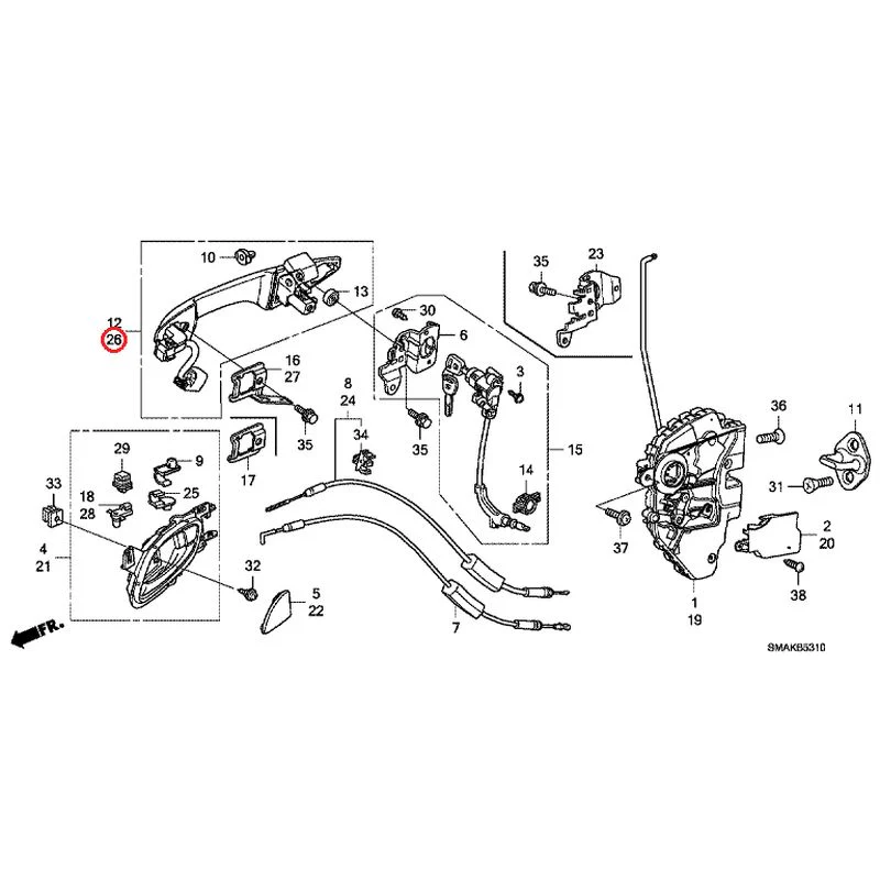 [NEW] JDM HONDA STREAM RN6 2013 Front Door Locks/Outer Handles GENUINE OEM - Image 30