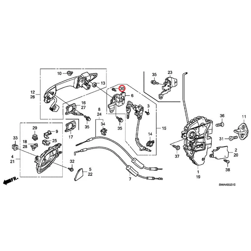 [NEW] JDM HONDA STREAM RN6 2013 Front Door Locks/Outer Handles GENUINE OEM - Image 35