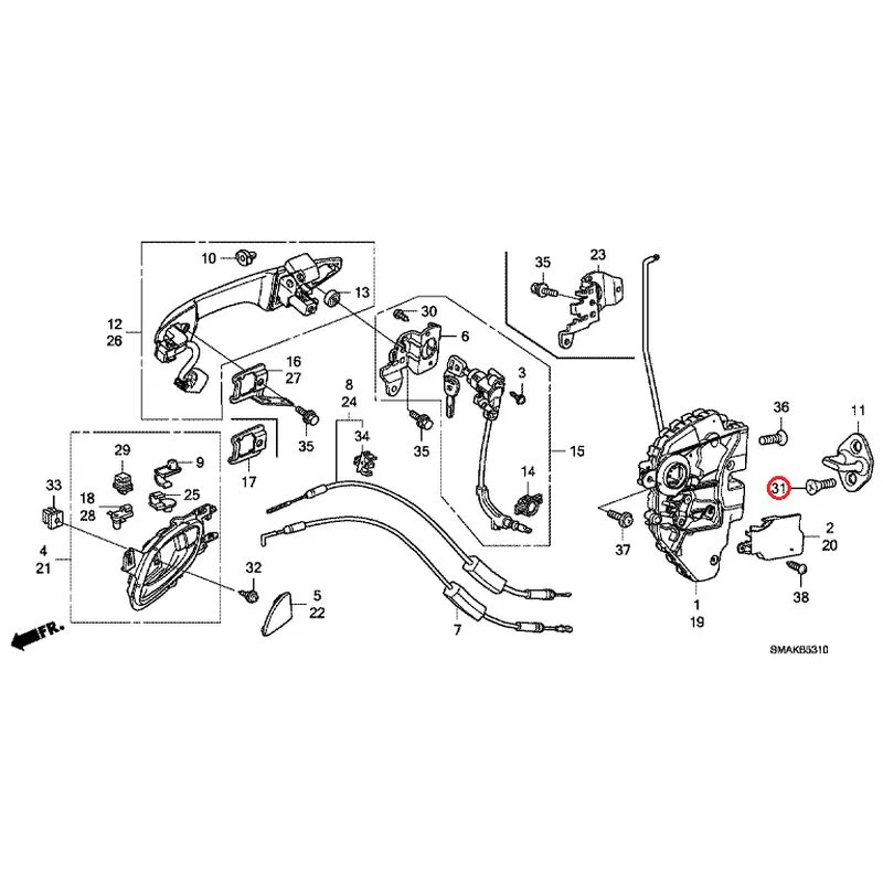 [NEW] JDM HONDA STREAM RN6 2013 Front Door Locks/Outer Handles GENUINE OEM - Image 36