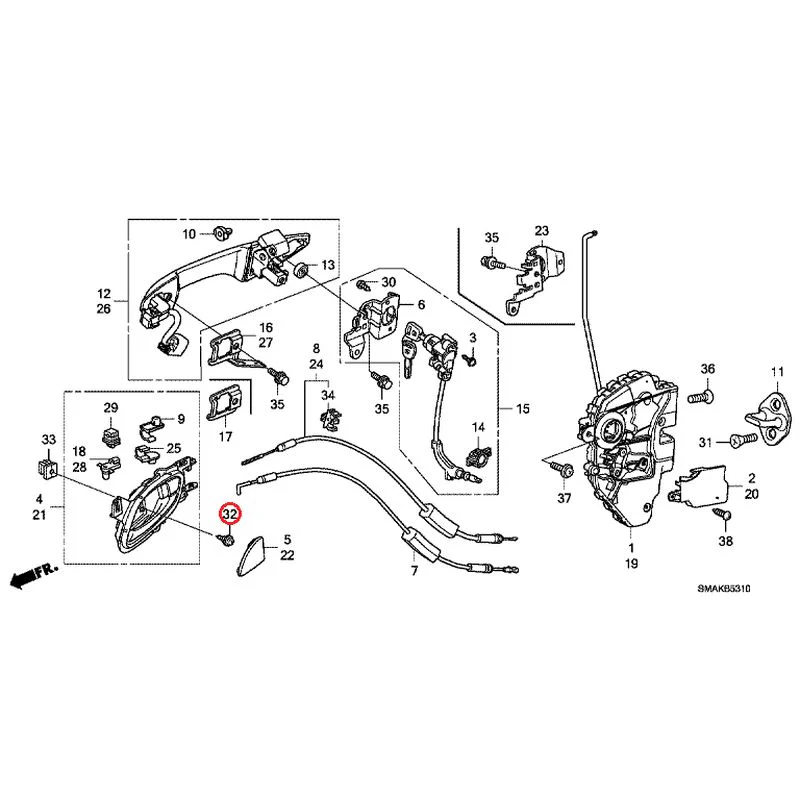 [NEW] JDM HONDA STREAM RN6 2013 Front Door Locks/Outer Handles GENUINE OEM - Image 37