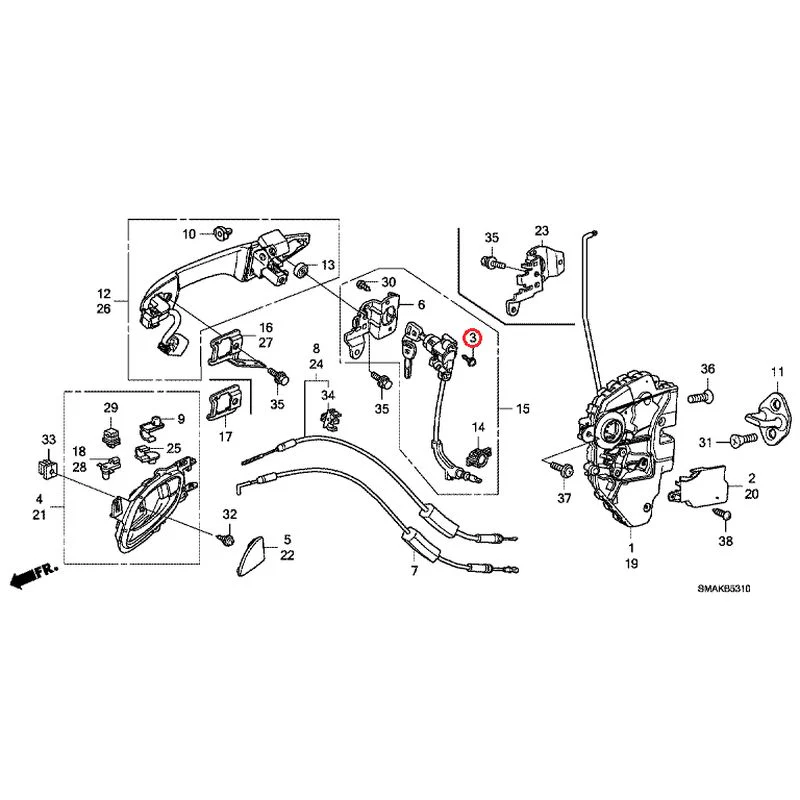 [NEW] JDM HONDA STREAM RN6 2013 Front Door Locks/Outer Handles GENUINE OEM - Image 4