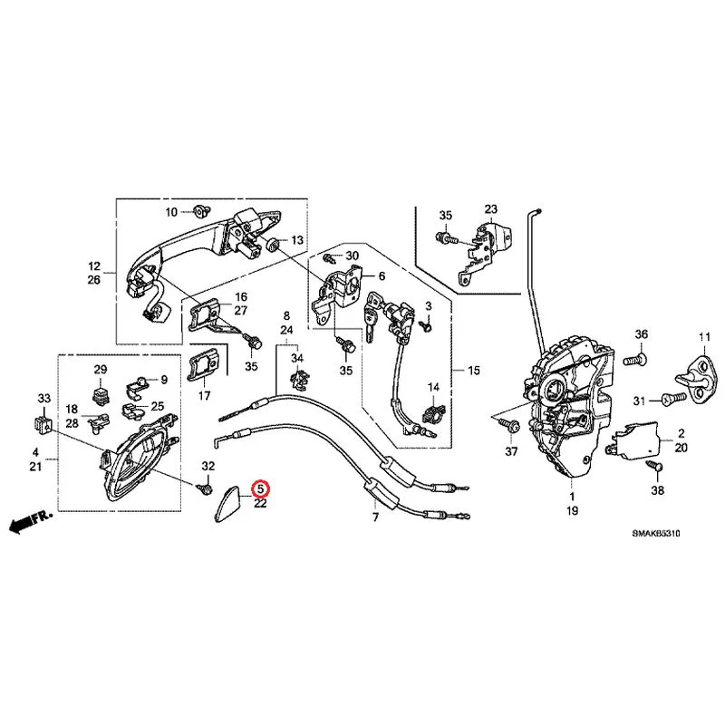 [NEW] JDM HONDA STREAM RN6 2013 Front Door Locks/Outer Handles GENUINE OEM - Image 6