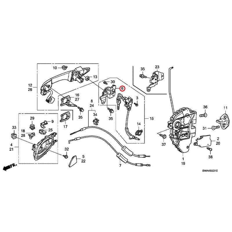 [NEW] JDM HONDA STREAM RN6 2013 Front Door Locks/Outer Handles GENUINE OEM - Image 7