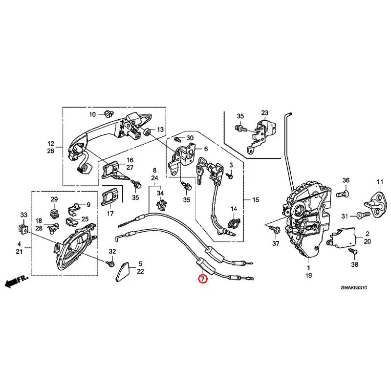 [NEW] JDM HONDA STREAM RN6 2013 Front Door Locks/Outer Handles GENUINE OEM - Image 8