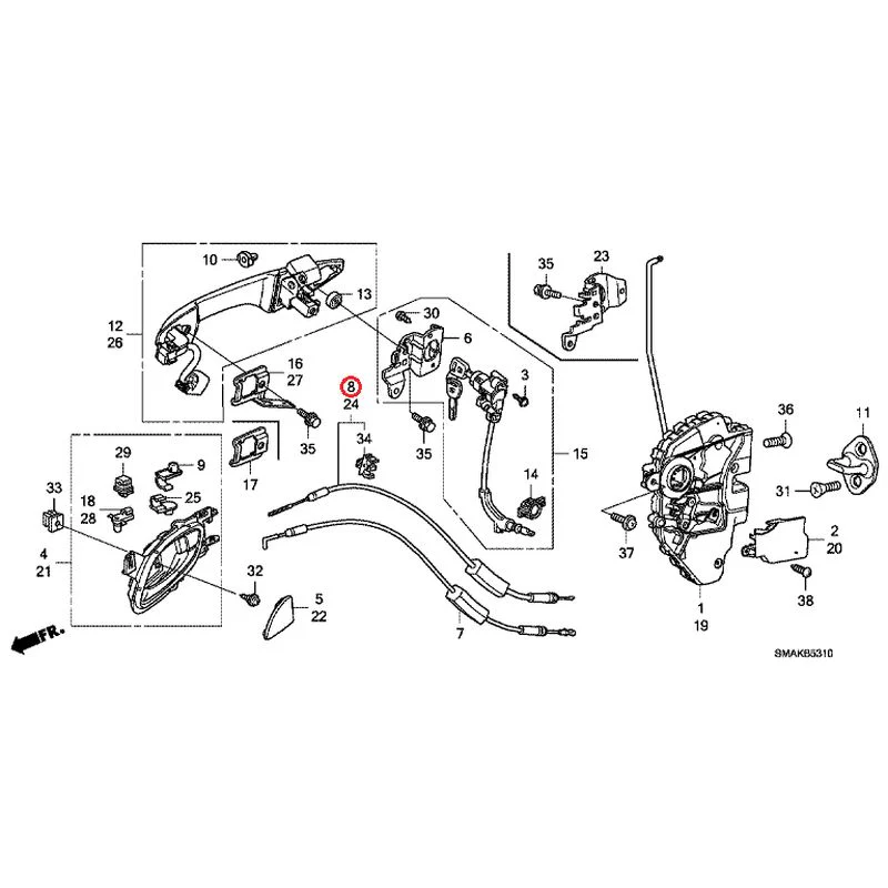 [NEW] JDM HONDA STREAM RN6 2013 Front Door Locks/Outer Handles GENUINE OEM - Image 9
