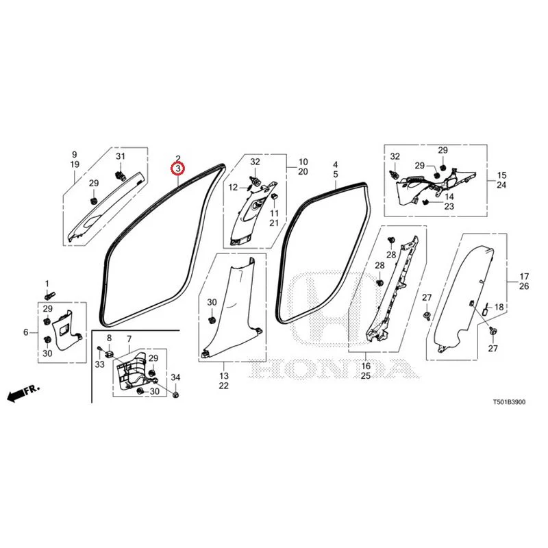 [NEW] JDM HONDA CIVIC FL4 2023 Pillar Garnish GENUINE OEM - Image 4