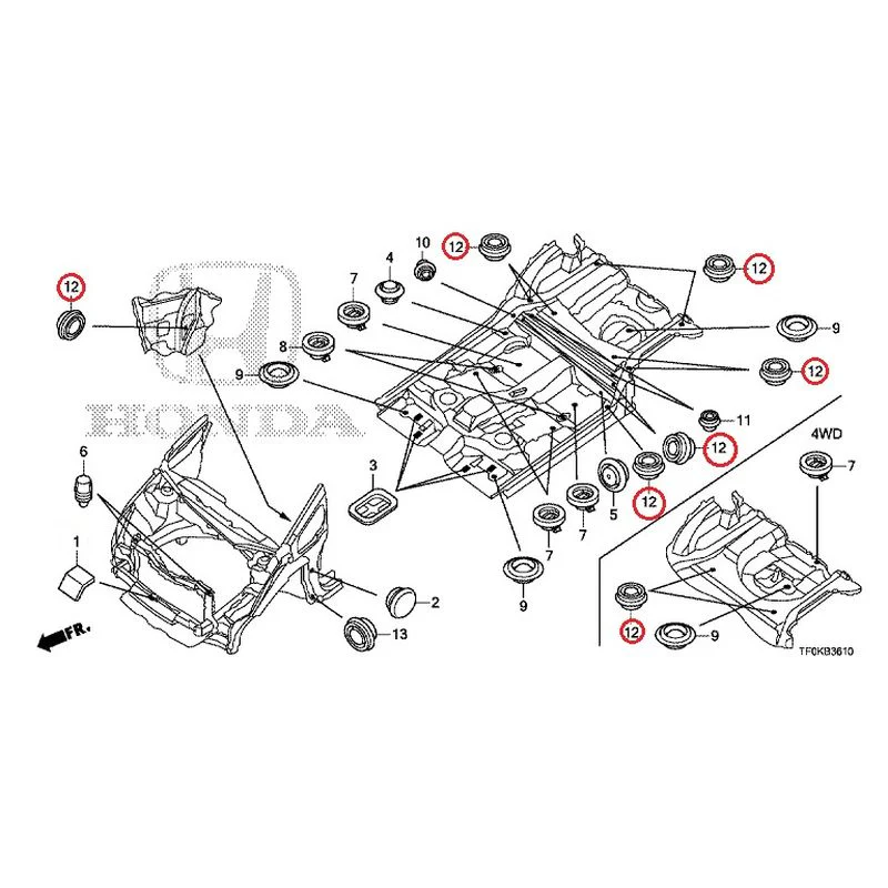 [NEW] JDM HONDA FIT GE8 2012 Grommets (Front) GENUINE OEM - Image 13