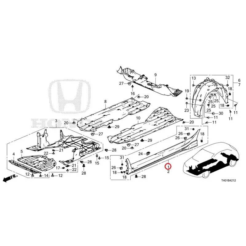 [NEW] JDM HONDA CIVIC FL5 2023 Side Sill Garnish/Under Cover (TYPE R) GENUINE OEM - Image 2