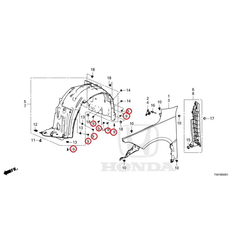 [NEW] JDM HONDA CIVIC FL5 2023 Front Fender (Type R) GENUINE OEM - Image 10