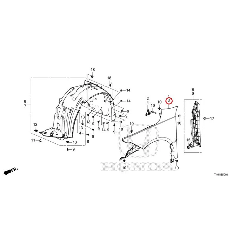 [NEW] JDM HONDA CIVIC FL5 2023 Front Fender (Type R) GENUINE OEM - Image 4
