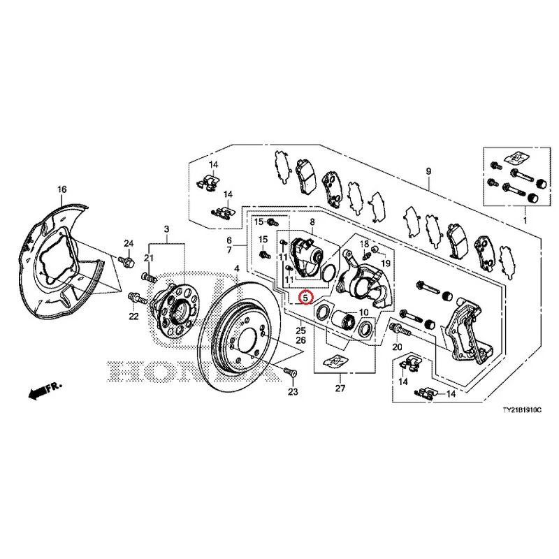 [NEW] JDM HONDA LEGEND HYBRID KC2 2016 Rear Brake GENUINE OEM - Image 5