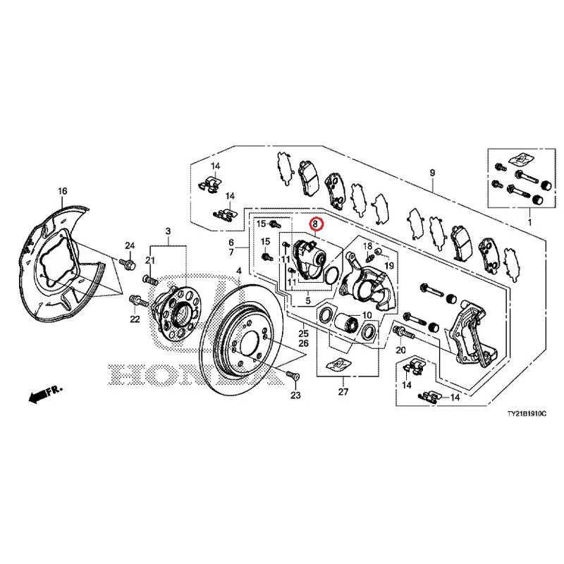 [NEW] JDM HONDA LEGEND HYBRID KC2 2016 Rear Brake GENUINE OEM - Image 8