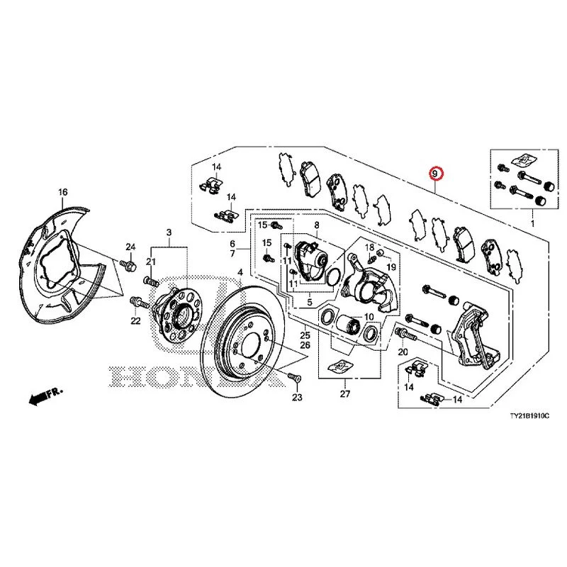 [NEW] JDM HONDA LEGEND HYBRID KC2 2016 Rear Brake GENUINE OEM - Image 9
