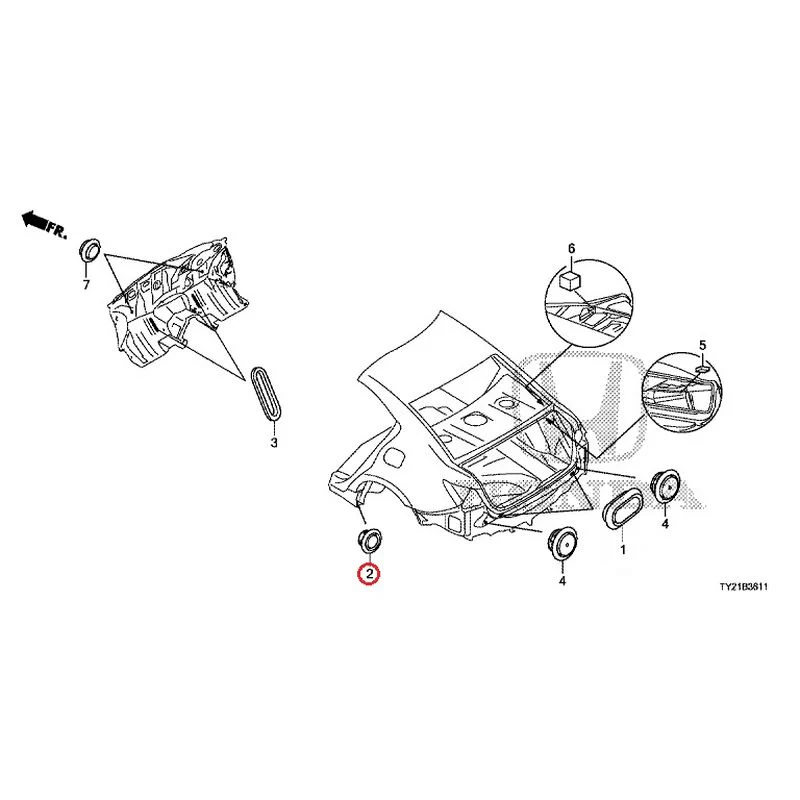 [NEW] JDM HONDA LEGEND HYBRID KC2 2016 Grommets (Rear) GENUINE OEM - Image 3