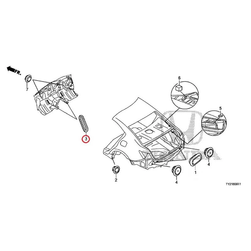[NEW] JDM HONDA LEGEND HYBRID KC2 2016 Grommets (Rear) GENUINE OEM - Image 4