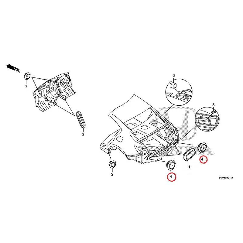 [NEW] JDM HONDA LEGEND HYBRID KC2 2016 Grommets (Rear) GENUINE OEM - Image 5