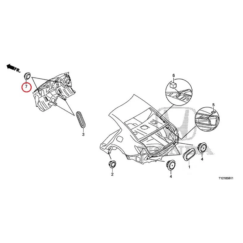 [NEW] JDM HONDA LEGEND HYBRID KC2 2016 Grommets (Rear) GENUINE OEM - Image 8