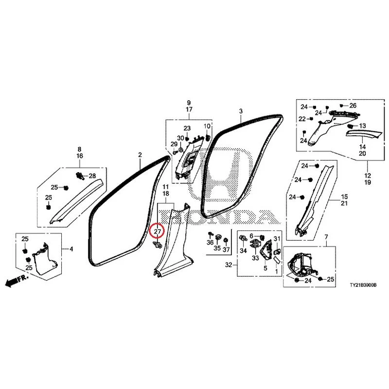 [NEW] JDM HONDA LEGEND HYBRID KC2 2016 Pillar Garnish GENUINE OEM - Image 47