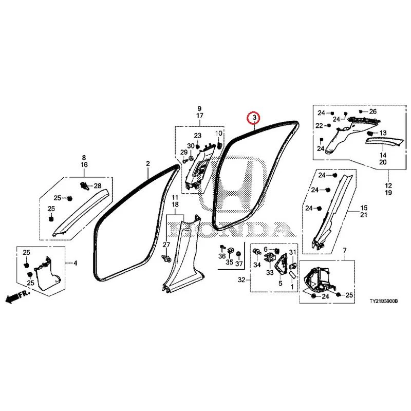 [NEW] JDM HONDA LEGEND HYBRID KC2 2016 Pillar Garnish GENUINE OEM - Image 5