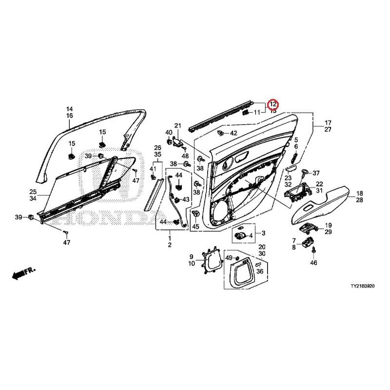 [NEW] JDM HONDA LEGEND HYBRID KC2 2016 Rear Door Lining GENUINE OEM - Image 13