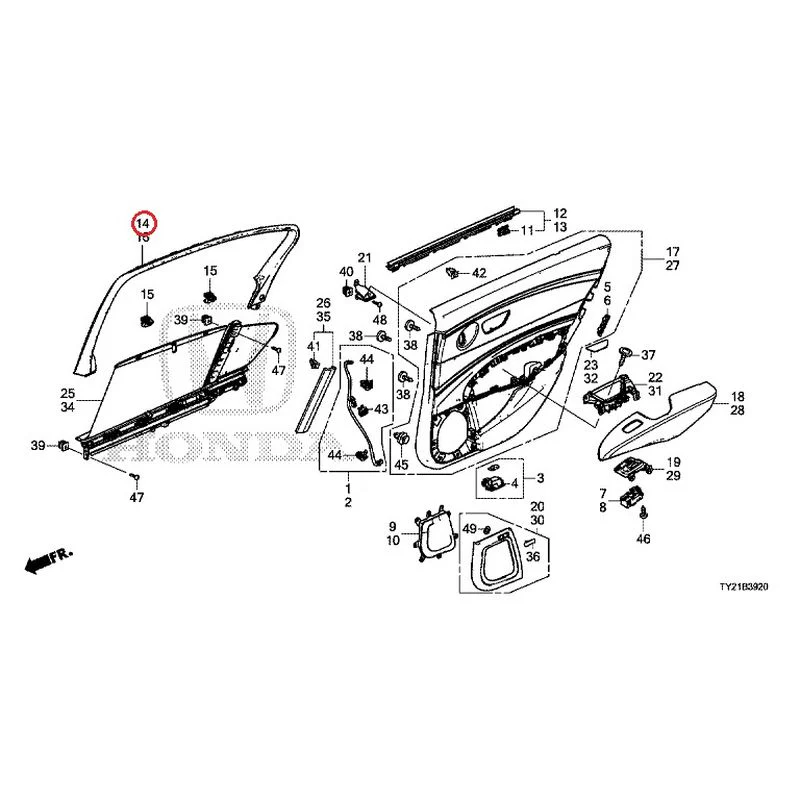 [NEW] JDM HONDA LEGEND HYBRID KC2 2016 Rear Door Lining GENUINE OEM - Image 15