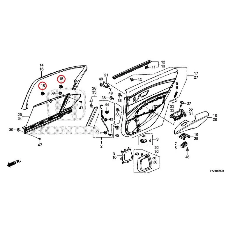 [NEW] JDM HONDA LEGEND HYBRID KC2 2016 Rear Door Lining GENUINE OEM - Image 16