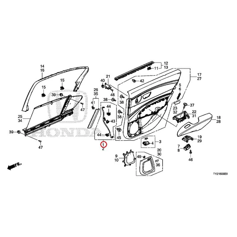 [NEW] JDM HONDA LEGEND HYBRID KC2 2016 Rear Door Lining GENUINE OEM - Image 2