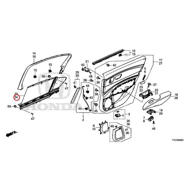 [NEW] JDM HONDA LEGEND HYBRID KC2 2016 Rear Door Lining GENUINE OEM - Image 45