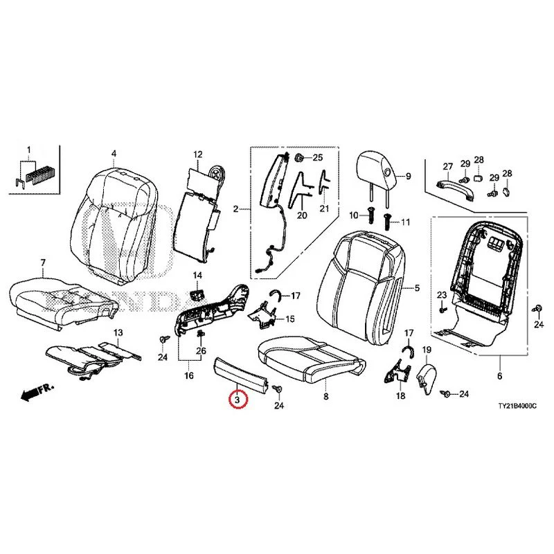 [NEW] JDM HONDA LEGEND HYBRID KC2 2016 Front Seat (driver's side) (100/110/500/510) GENUINE OEM - Image 4