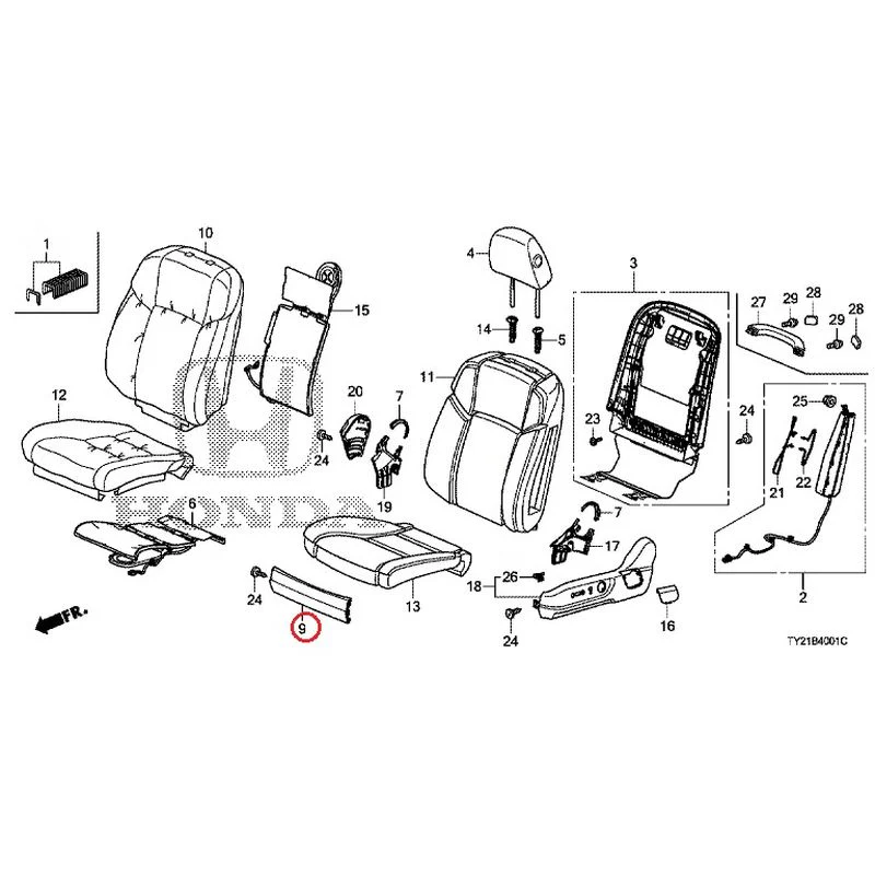 [NEW] JDM HONDA LEGEND HYBRID KC2 2016 Front Seat (passenger side) (100/110/500/510) GENUINE OEM - Image 20