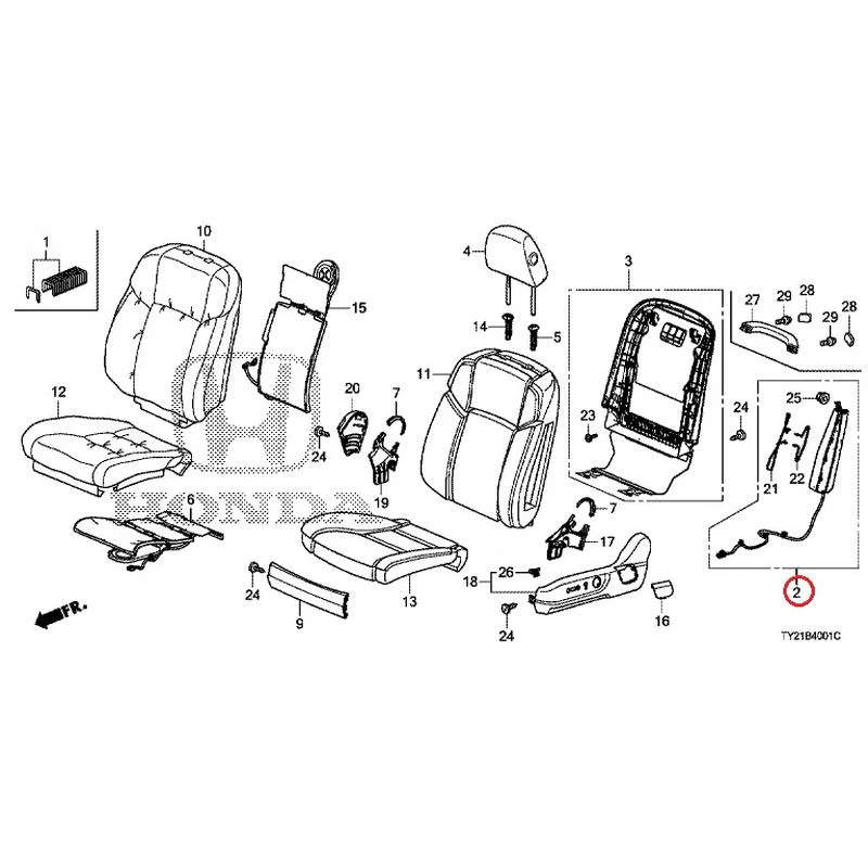 [NEW] JDM HONDA LEGEND HYBRID KC2 2016 Front Seat (passenger side) (100/110/500/510) GENUINE OEM - Image 3