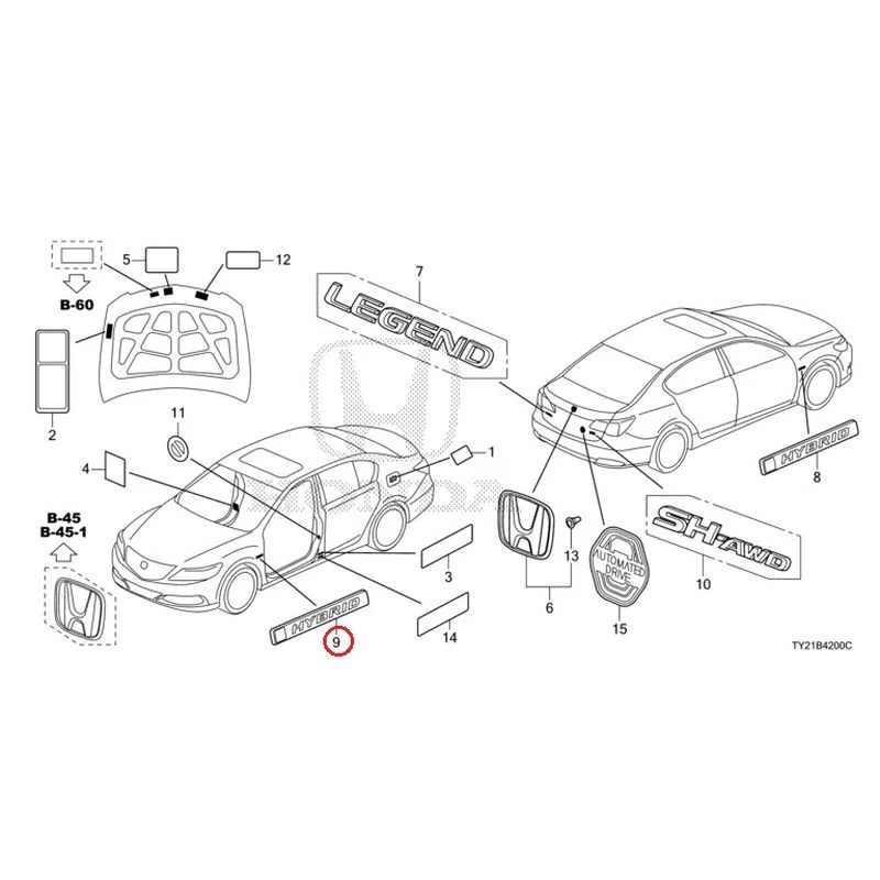 [NEW] JDM HONDA LEGEND HYBRID KC2 2016 Emblem/Caution Label GENUINE OEM - Image 10