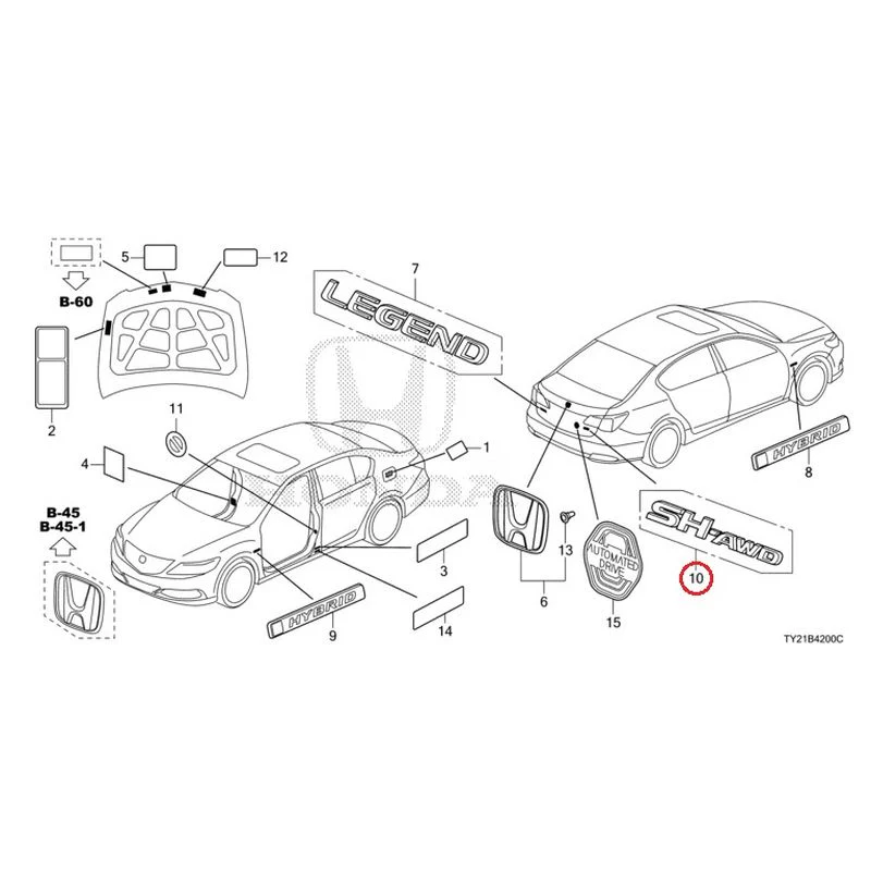 [NEW] JDM HONDA LEGEND HYBRID KC2 2016 Emblem/Caution Label GENUINE OEM - Image 11