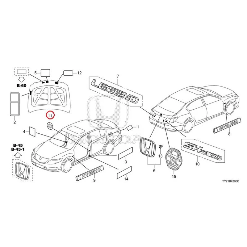 [NEW] JDM HONDA LEGEND HYBRID KC2 2016 Emblem/Caution Label GENUINE OEM - Image 12
