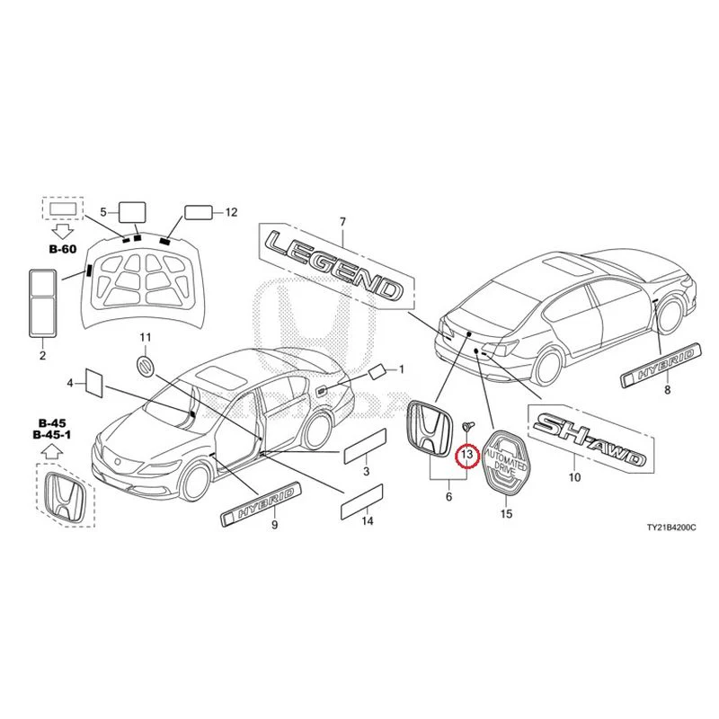 [NEW] JDM HONDA LEGEND HYBRID KC2 2016 Emblem/Caution Label GENUINE OEM - Image 14