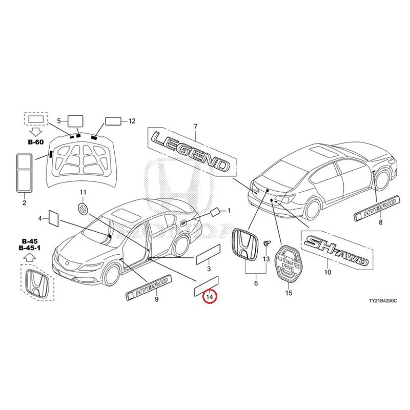 [NEW] JDM HONDA LEGEND HYBRID KC2 2016 Emblem/Caution Label GENUINE OEM - Image 15