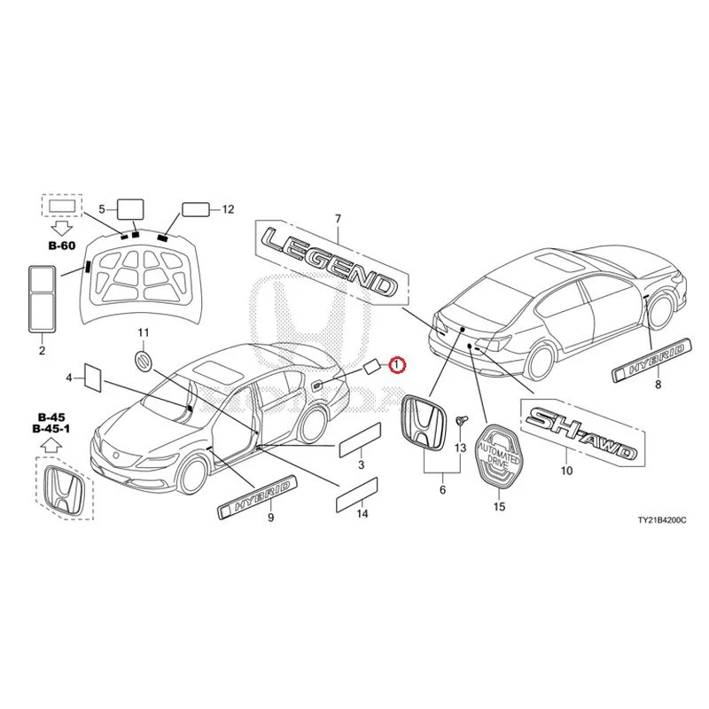 [NEW] JDM HONDA LEGEND HYBRID KC2 2016 Emblem/Caution Label GENUINE OEM - Image 2