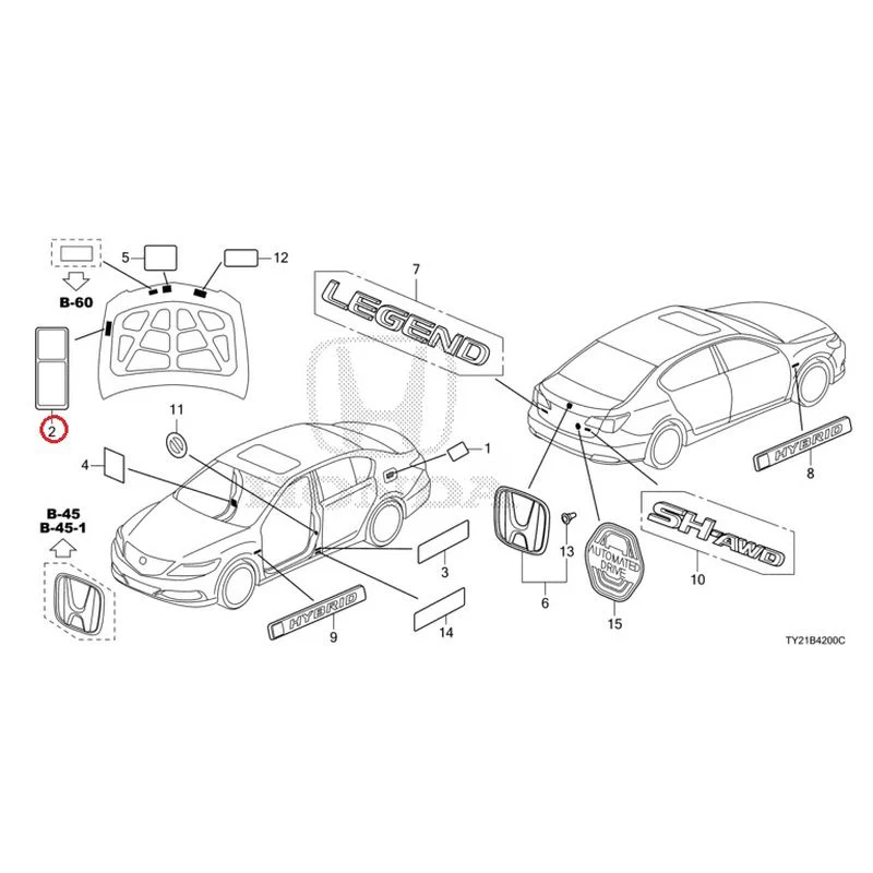 [NEW] JDM HONDA LEGEND HYBRID KC2 2016 Emblem/Caution Label GENUINE OEM - Image 3
