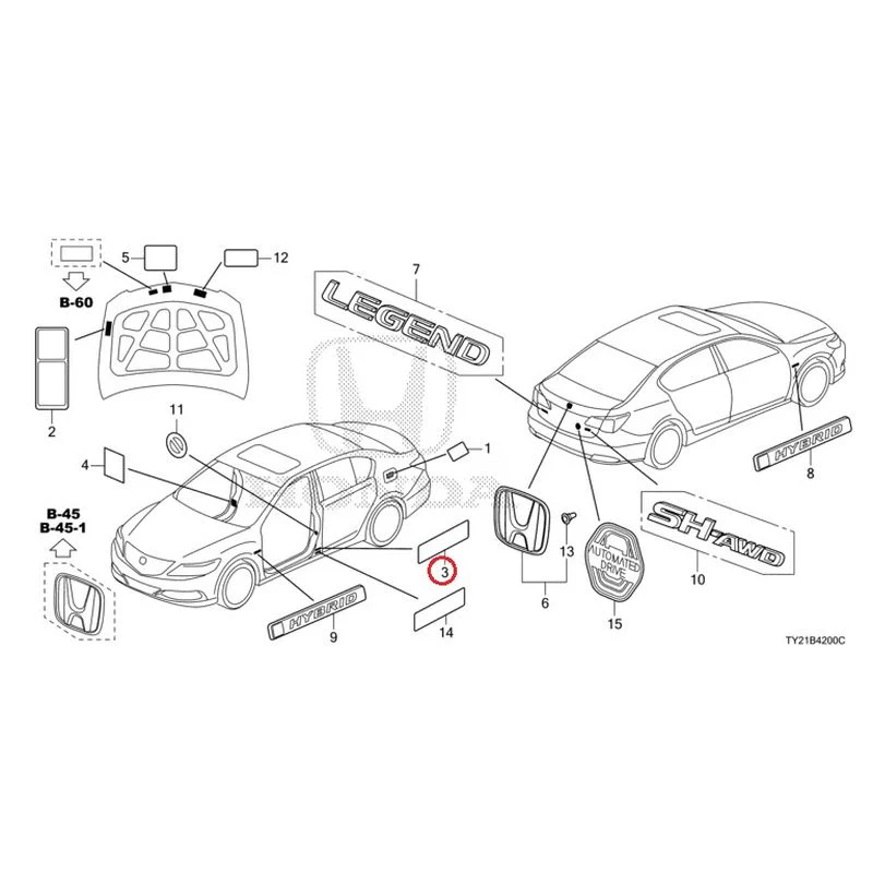 [NEW] JDM HONDA LEGEND HYBRID KC2 2016 Emblem/Caution Label GENUINE OEM - Image 4