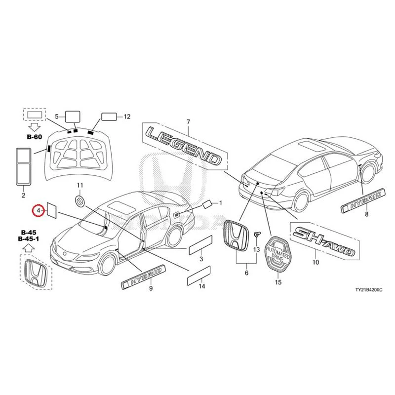 [NEW] JDM HONDA LEGEND HYBRID KC2 2016 Emblem/Caution Label GENUINE OEM - Image 5