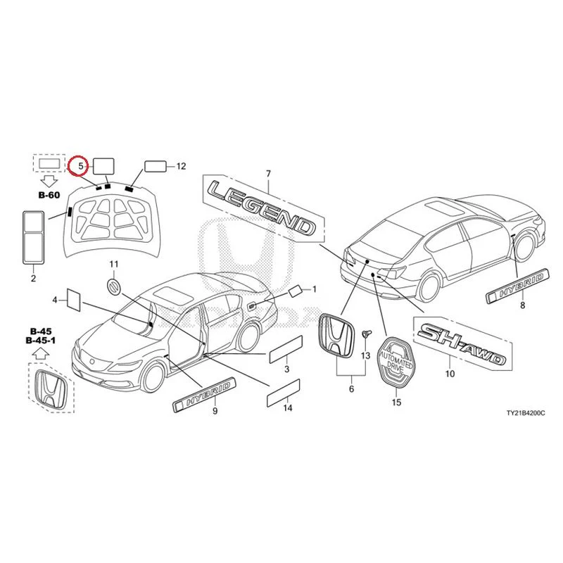 [NEW] JDM HONDA LEGEND HYBRID KC2 2016 Emblem/Caution Label GENUINE OEM - Image 6