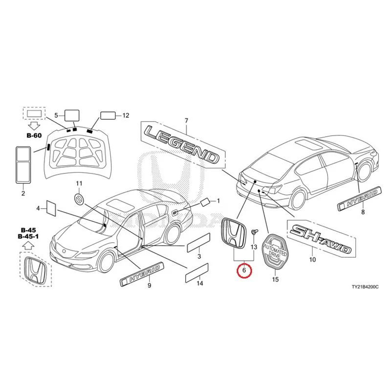 [NEW] JDM HONDA LEGEND HYBRID KC2 2016 Emblem/Caution Label GENUINE OEM - Image 7